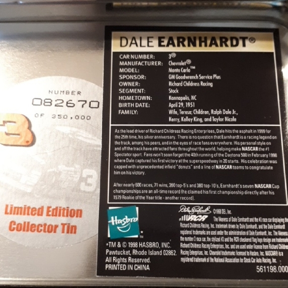 NASCAR The Intimidator Tin Box - Picture 5 of 8